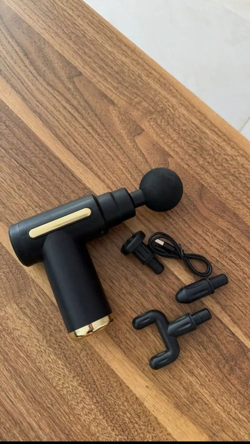 Pistola Masajeadora de Percusión, 4 Cabezales Intercambiables